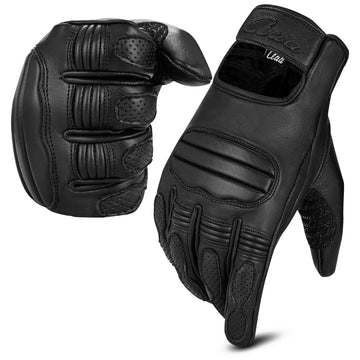aaaSportx™ Summer Leather Motorcycle Gloves - Shock Absorption - Touch Screen Compatible